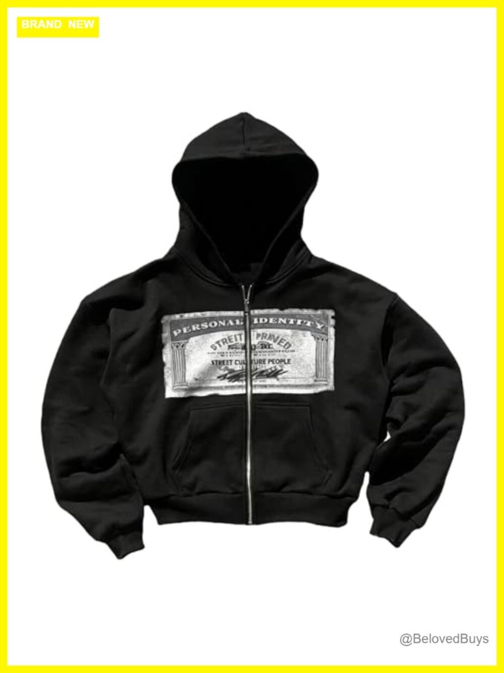 Oversized Zip Up Graphic Hoodie Y2K Grunge Streetwear Sweatshirt